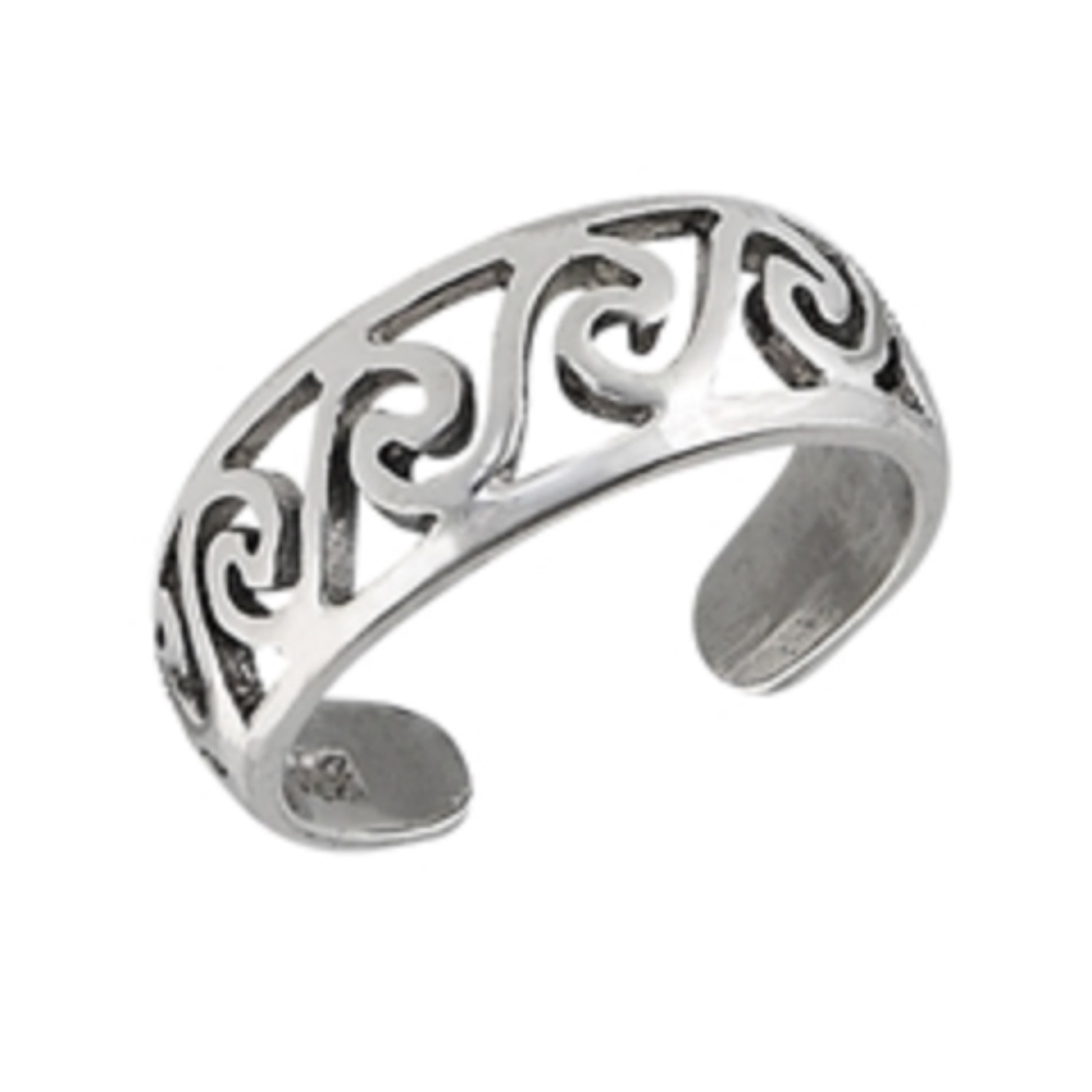 Swirl Wave Toe Ring 925 Sterling Silver - Picture 3 of 4